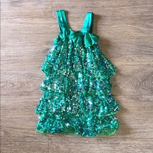 Girls Green Sequin Dress